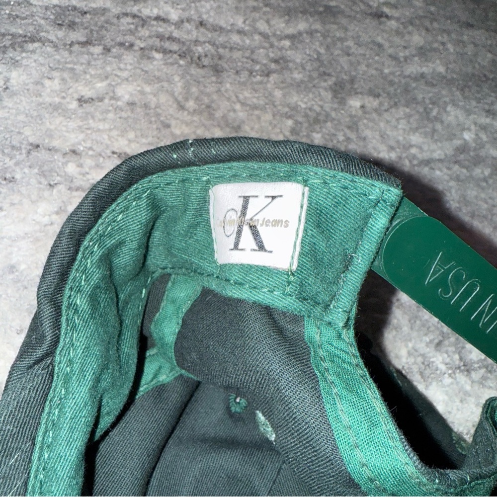 Vintage Calvin Klein Snapback Dad Hat Cap CK Logo Cotton Green Made in USA - Picture 6 of 7